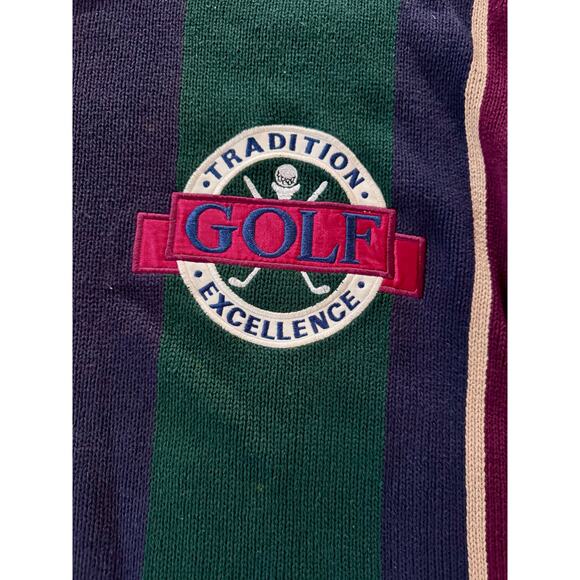 Vintage Roundtree & Yorke Hand Intarsia Men Large Preppy Golf Sweater Knit Block - Picture 3 of 7